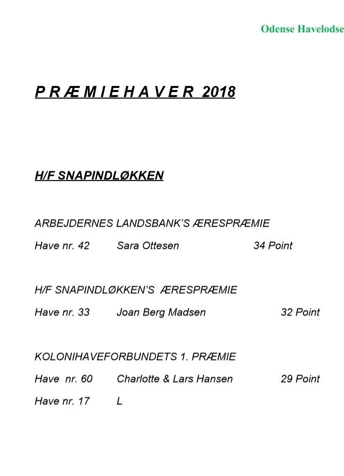 Præmiehaver 2018