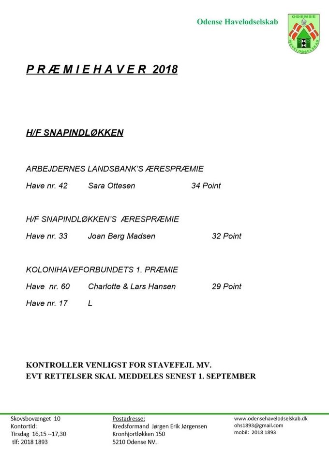 Præmiehaver 2018